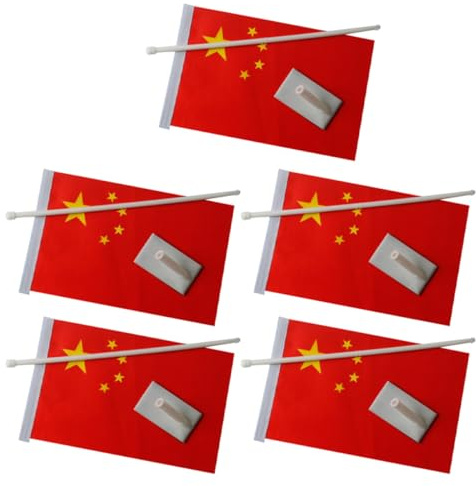 BCOATH 5 Stück Kleine Nationalflagge aus Polyester mit Klebefläche Rote Autoaufkleber für Sportvereine und Eröffnungsfeiern Wetterfeste Autodekoration