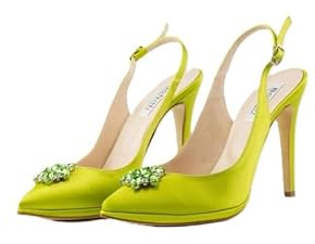 Bonini Slingback 3091 - Zapatos de ceremonia, color lima con detalle de joya, Lima, 39 EU