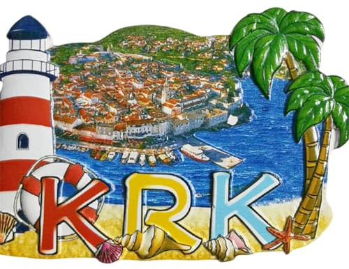 Krk Kroatien 3D-Kühlschrank-Magnet-Aufkleber, Touristen-Souvenir, Geschenke, Heimdekoration, Küchendekoration