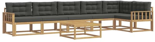 vidaXL Outdoor-Sofagarnitur 7 pcs Weiß und Anthrazit 79 x 79 x 37 cm, Moderne Garten-Sofa-Ecke, wetterfestes Set, modulares Lounge-Möbel, ergonomisch & Akazien-Stil