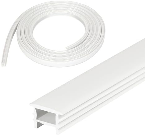 WHBFH Flexibel LED Silikon Profil, 5M 15x10mm Streifen Licht Diffusor Profil, Weiß Led Strip Abdeckung LED Kanal für Decke Wand Schrank Akustikpaneel Beleuchtung
