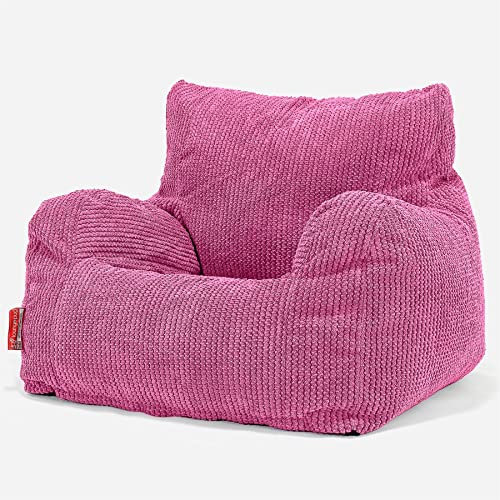 Lounge Pug Pouf Poire Fauteuil Texturé Gaufré Pom Pom - Pouf Salon, Adulte, Chambre Ado - Rose