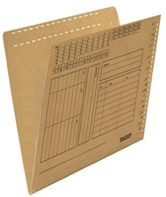 Original Falken 100er Pack Einstellmappe. Made in Germany. Aus Recycling-Karton für DIN A4 mit Organisationsdruck und Schlitzstanzung braun Blauer Engel Behörde ideal für die lose Blatt-Ablage