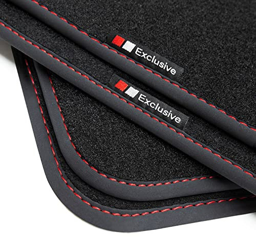 teileplus24 EF104 Fußmatten Gummimatten Exclusive-line Design kompatibel mit Audi A4 8E B6 B7 Avant 2001-2008, Naht:Rot