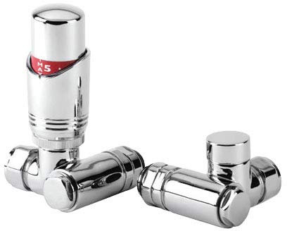 TradeRad Angled Dual Fuel TRV Corner Radiator Valve (one on/Off + one Lockshield)
