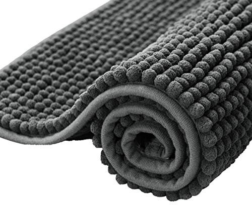 subrtex Badematte rutschfest Badezimmerteppich aus Chenille Saugfähig Badteppich weich Wasserabsorbierende Badvorleger für Badezimmer,Maschinenwaschbar(40 x 60 cm, grau)