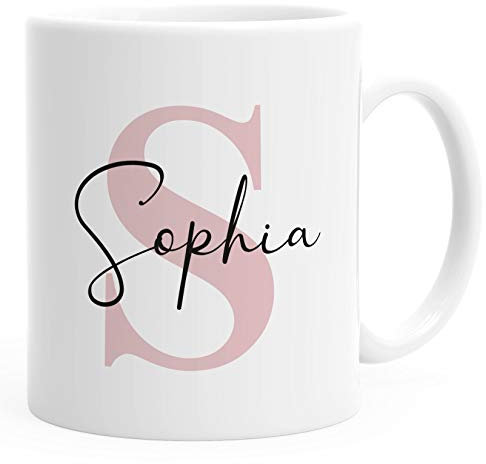 SpecialMe® Namenstasse personalisierte Kaffee-Tasse mit Namen und Buchstabe persönliche Geschenke Buchstabentasse Uni weiss-altrosa Keramik-Tasse