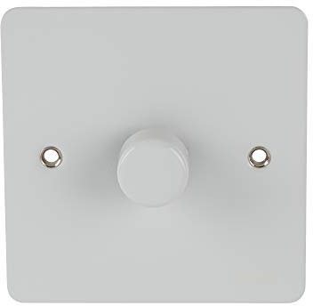 Schneider Electric Ultimate Flat Plate - Single 2 Way Dimmer Light Switch, Main & Low Voltage, 400W/VA, GU6212CPW, Painted White
