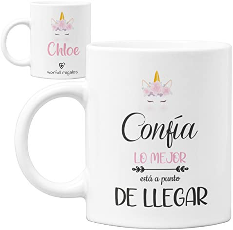Worfull Regalos Taza con Frase motivadora Confía lo mejor está por llegar - Taza personalizada - Taza cerámica - Taza con nombre