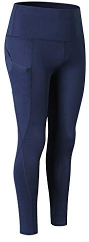 Sporthose Damen Leggings Damen Leggins Sporthose für Damen Sportleggins für Yoga Pilates Joggen mit Taschen (L,Marine)