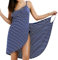 LumiSyne Bikini Copricostumi e Parei Donna Abito da Spiaggia Vestito a Righe Moda Senza Maniche Scollo a V Sexy Costumi da Bagno Vestito Mare,Frange Strette Blu Scuro,M