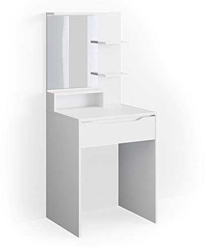 Vicco Schminktisch Weiß Ruben 60x142.7x48 cm - Kosmetiktisch, Kompakt & platzsparend – ideal für kleine Zimmer