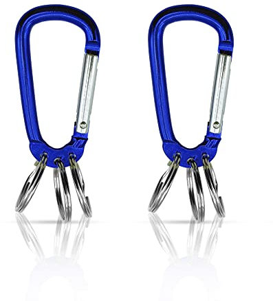 Holesto® Karabiner Schlüsselanhänger 2er Set - Schlüssel Anhänger - Schlüssel Organizer - Key holder - Schlüsselbund Karabiner - 3 ausklinkbare Ringe zur Schlüsselorganisation (Blau 2 Stück)