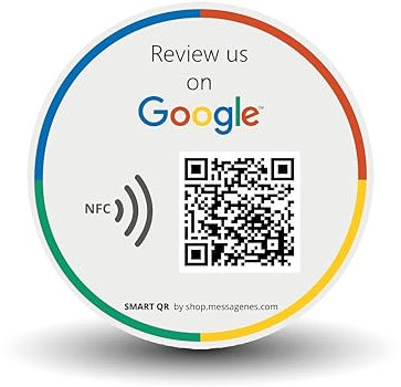 MESSAGENES | Aufkleber Google mit QR und NFC | Schilder Bewertung NFC und QR Code | 1 Runde Einheit | Google Review | Bewertungen in 1 Klick | Erhöht Bewertungen in Google Ihrer Business