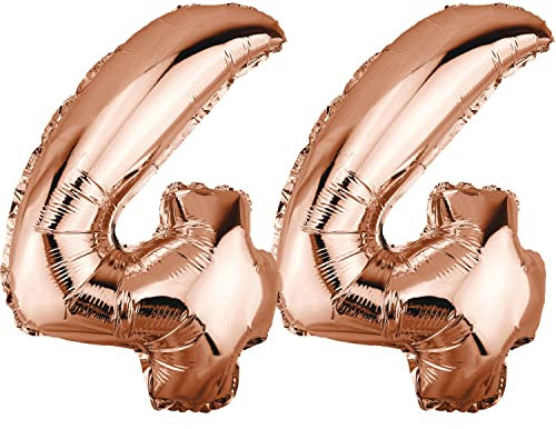 DekoRex Folienballon Rosegold 40cm Geburtstag Jubiläum Hochzeit Deko (Zahl 44)