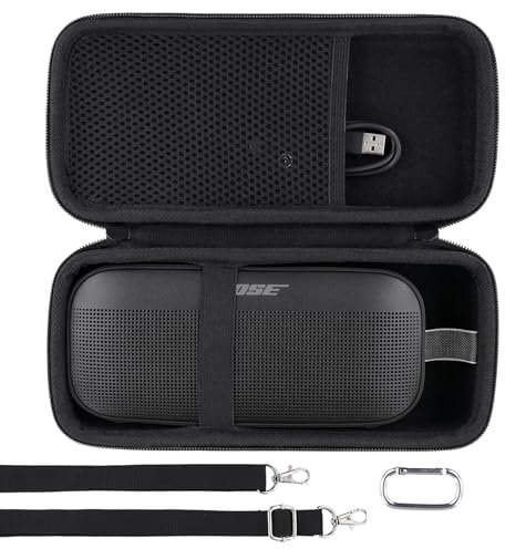 Khanka Harttasche Kompatibel mit Bose SoundLink Flex Bluetooth Tragbarer Lautsprecher, Schwarz, nur Tasche