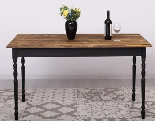 Casa Padrino Landhausstil Esstisch Dunkelbraun/Schwarz 140 x 70 x H. 78 cm - Massivholz Küchentisch - Landhausstil Esszimmer Möbel