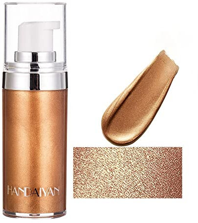 4 Colors Face Body Shimmer Body Cream Liquid Body Highlighter Long-lasting Shine Brighten Glitter Shimmering Body Cream for All Skin Types Bronzer (#03 Bronzegold)