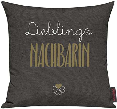 Shirtinstyle Sofakissen Lieblingsmensch Lieblings Nachbarin, Kissen, Sofa, Deko, Geschenk Familie Liebe, Größe 40 x 40cm, Farbe anthrazit