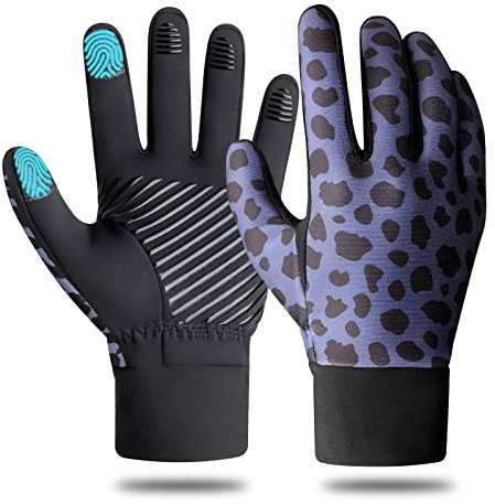 RYMNT Winterhandschuhe, Touchscreen, wasserabweisend, winddicht, thermisch, für Workout, Laufen, Fahren, Radfahren, Wandern, Outdoor, Camping, tägliche Arbeit, Schneeleopard, Größe M