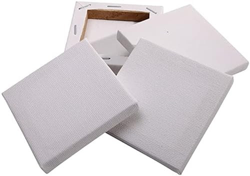 JKG® 4 x MINI Blank Framed Canvas Panel - Pre Stretched - Perfect for Artist Painting Small Canvas 100% Cotton - for Acrylic & Water Based Paints (4 Mini Canvas, 7cm x 7cm)