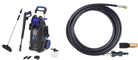 AR Blue Clean e-4 TWIN FLOW D Idropulitrice ad Alta Pressione con Dualtech System e Power Brush (2500 W, 150 bar, 810 l/h) & Sturatubi per Idropulitrici (10 m)