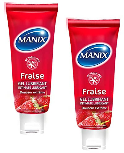 Manix - Lot de 2 Tube Gel Lubrifiant Intime FRAISE - 80ml