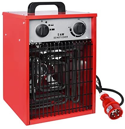 UISEBRT Radiateur électrique soufflant professionnel 5 kW avec 3 niveaux de chauffage, thermostat intégré, protection contre les surcharges, chauffage de chantier, 5000 W