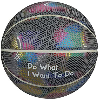 Sporting Goods Glowing Reflektierender Basketballball für Erwachsene, Professioneller Outdoor Indoor Basketball Offizielle Größe 7, Glow in the Dark Basketball für Indoor, Outdoor, Nacht (Silber)