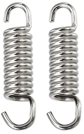 A ABSOPRO 2 Pcs Ressort D'Échappement Pour Moto Argent Acier Inox 304 | Universel, Convient À Moto Scooter VTT, Longueur 43mm (1.69), Diamètre 10mm, Crochet Pivotant