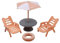 LICHENGTAI Miniatur Puppenhaus Strandstuhl Strand Deko Mikrolandschaft Puppenhaus Zubehör Miniatur Möbel Dekoration Sonnenschirm Palme Schwimmring Ornament Set für DIY, Garten, Puppenhausdekoration