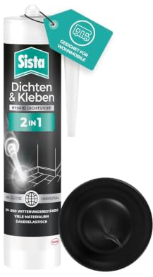 Sista Dichten & Kleben 2in1 Schwarz, 280ml | Hybrid-Dichtstoff, Kleben & Dichten, schimmelresistent, für viele Materialien, schwarz
