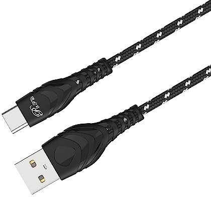 PIXFAB USB C Charging Cable For Doro 8100/8200 / 8050/8080 / 8035, [Type C] Fast Charging Cable [Nylon Braided], USB A – Type C Charger Cable 1M - Black