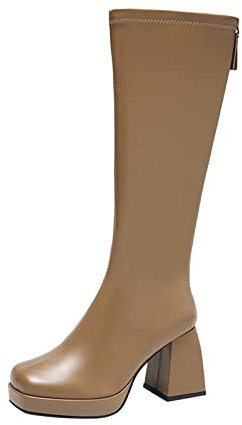 Stivali Alti Bianchi Stivali Equitazione Bambina 36 Stivali Estivi Donna Morbidi Bassi Stivali Donna Estivi Stivali Bianco Nero Ciabatte Donna Gomma Sandali Donna con Tacco Alto Sexy B-Cachi 37