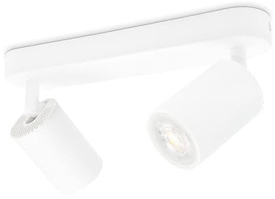 KYOTECH Weiß 2-flammige Spotlampe LED Deckenleuchte Weiss Deckenlampe Schwenkbar GU10 Spotleuchte Drehbar Deckenspots für 2x GU10 Leuchtmittel für Küche Wohnzimmer ohne Leuchtmittel