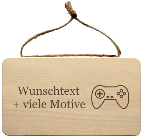 Gamer Schild aus Holz mit Gravur, Name + Motiv, Gamingschild, Zocker Türschild, Gaming Zone, Zimmer Deko, Geschenkidee Kinderzimmer, Spielzimmer, Schüler, Teenager Wandschild