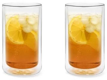 Bredemeijer 2-teilige doppelwandige Trinkgläser aus Glas - Glasbecher mit je 400 ml Fassungsvermögen - für kalte und heiße Getränke