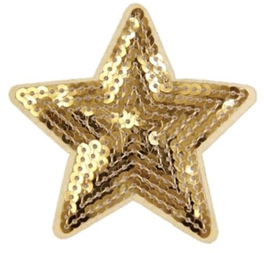 Wambere 10 Stück Pailletten Stern Aufnäher zum Aufbügeln,Sterne Bestickte Aufnäher,Bügelflicken Flicken zum Aufbügeln Aufnäheraufkleber für Nähen DIY Kunsthandwerk Kleidungsdekoration,Gold L