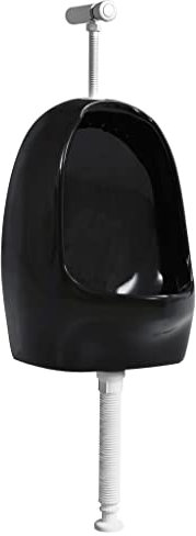 Gecheer Wandurinal aus Keramik Mit Spülventil & Ablauf Urinal Zulauf für die Wandmontage berührungsloses Pissoir Urinale,Einfach zu reinigen und zu installieren Schwarz