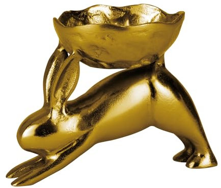 EGLO LIVING Dekoschale Ostern Ambalava, Deko Schale mit Osterhase, Elegante Osterschale zum Dekorieren, Osterdeko aus Aluminium in Gold, 20 x 15 cm