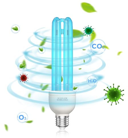 BrightArk 45W Ozone Desinfektion Lamp,E27 UV Desinfektion Lampe,Keimtötende Lampe mit Ozon Licht,Perfekt für Schule,Hotel,Krankenhaus,Laboratorien,Büro,Kantine,