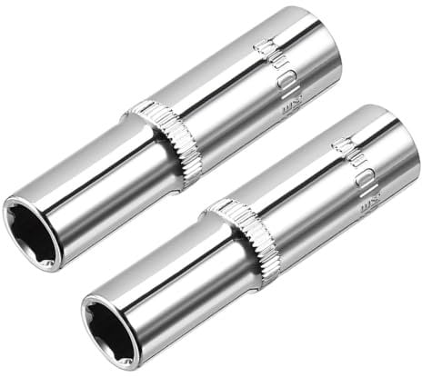 TOP-VIGOR 2Pcs 3/8 Inch Drive 10mm 6-Point Deep Socket, Metric, Cr-V Drive Socket for DIY Hand-Making Repair Automotive, Household