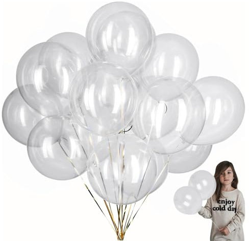 100 Stück Durchsichtige Luftballons, 12 Zoll Luftballons Transparente Helium, Transparente Latex Helium Ballons für Geburtstag Party