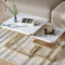 POYHKFD Ausziehtisch für Wohnzimmer, Marmor, Couchtische, 2 Stück, modern, quadratisch, für Café, Hotêl, mit Füßen, Farbe: Gold