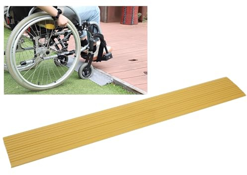 Türschwellenrampe, 90 Cm Breite Rollstuhlrampe, Bordsteinrampe, Rutschfeste Behindertenrampe, für Türen, Einfahrten, Badezimmer, Glatte Fliesen(Yellow,90 * 12 * 2.5cm/35 * 4.7 * 1in)