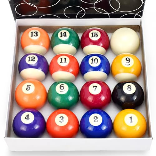 Eyuepu Billiard Balls Set 2-1/4 Regulation Size Pool Table Balls for Replacement (16 Resin Balls)