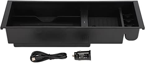 Miskall Autoladegerät für F150 2009-2022, Mittelkonsolen-Organizer-Box, Handy-Ladestation, Aufbewahrungsbox, 5 W, 7,5 W, 10 W Ausgang, Ersatz