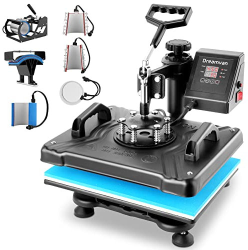 Prensa de calor 8 en 1, 30 x 38 cm Máquina de sublimación textil Heat Press Giratoria de 360 grados para DIY T Shirts/Taza/Sombrero/Plato/Gorra