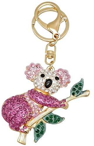 Moydolo Porte-clés avec pendentif animal en cristal bling koala, chouette, baleine, flamant rose, tortue pour femmes et filles