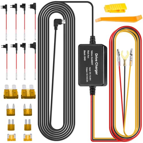 Dash Cam Hardwire Kit, Hardwire Kit Dashcam, Dashcam Hardwire Kit mit Niederspannungsschutz, Dashboard Camera Car Charger Cable Kit 12V- 24V to 5V w/Fuse Kit, Typ-C-Anschluss Hardwire-Kit für Dash Cam